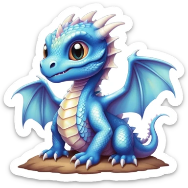 Airbrush painted image of a dragon hatchling under a deep galactic sky with pearlescent scales and wings spread against the stars sticker