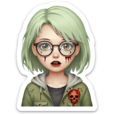 cute zombie girl with glasses sticker