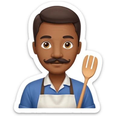 a housekeeper with mustach sticker