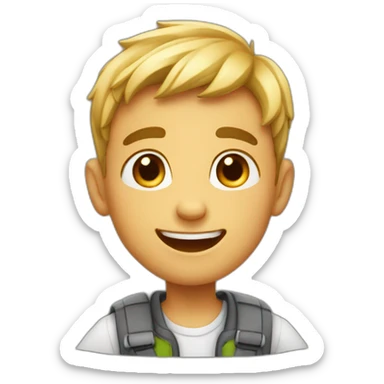 Boy with showing happines sticker