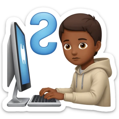 a child programs on a computer sticker