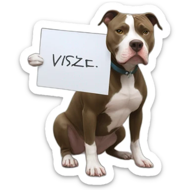 Pitbull holding sign named Vsiez sticker