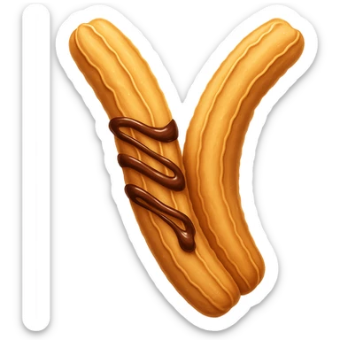 Add chocolate drizzle to the single churro. Keep the background transparent. Maintain the original style and look of the churro. sticker