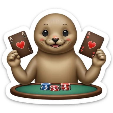 seal playing poker  sticker