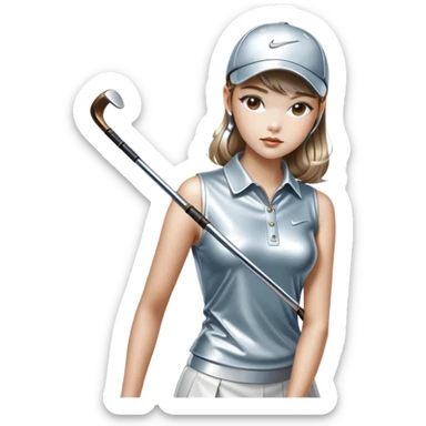 sorayama girl statue golfing sticker