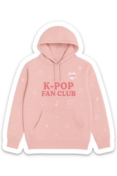 pink kpop fan club hoodie, cute and trendy sticker