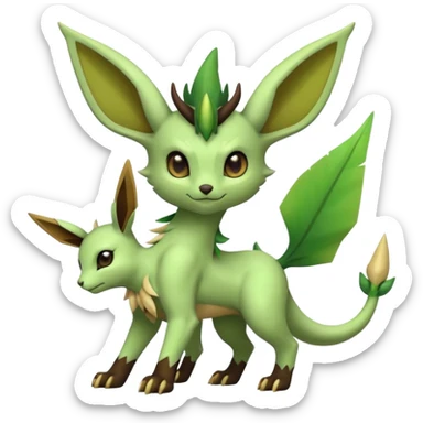 Kawaii cute cool feral Sprigatito-Leafeon-Scyther-Fakémon-hybrid (full body) sticker