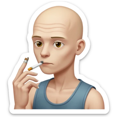 pale man bald mohawk smoking a cigarette  sticker