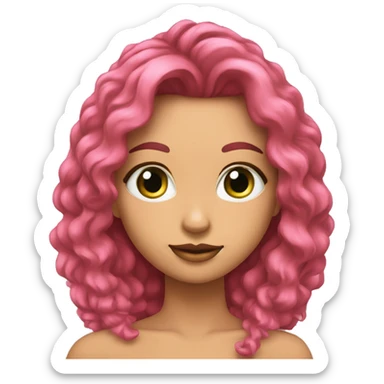 Chica de pelo castaño y ojos verdes vestida de rosa sticker