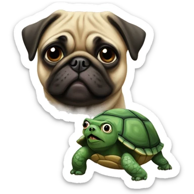 Pug next to turtle sticker
