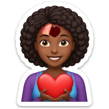 Black girl big heart sticker