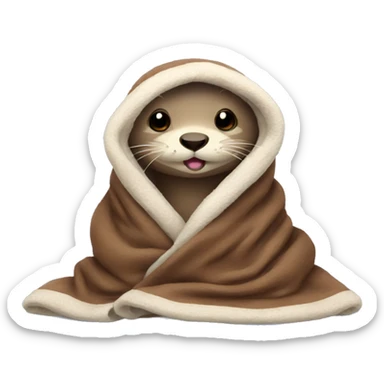 otter cozy in blanket sticker