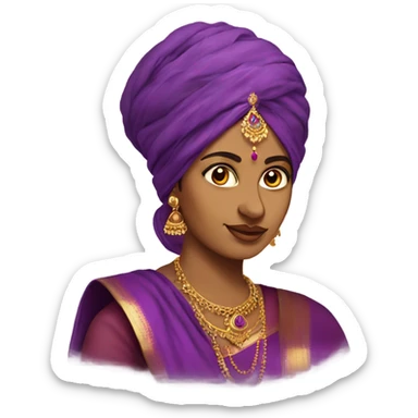 indian woman with pallu on head in purple s sticker