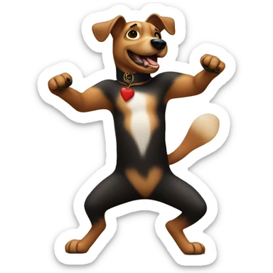 A dog dancing with ant other dog sticker