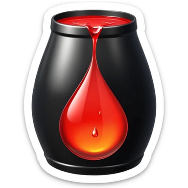 red barrel, it depicts a drop of oil sticker