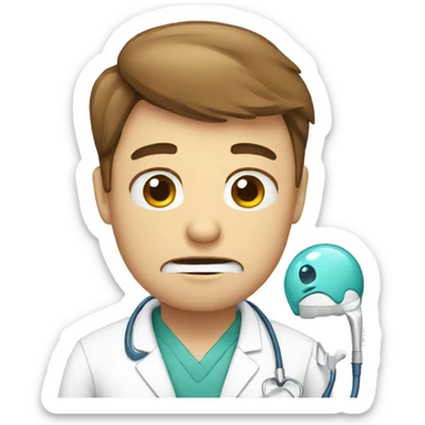 A dentist with sad reaction sticker