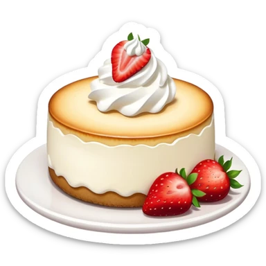 Cheesecake with whipped cream and strawberries  sticker