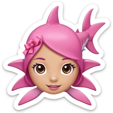 pink girl shark with long eyelashes and bow sticker
