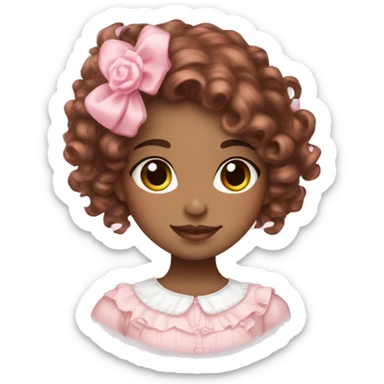 sweet-lolita Hispanic girl with pink and brown curly hair sticker