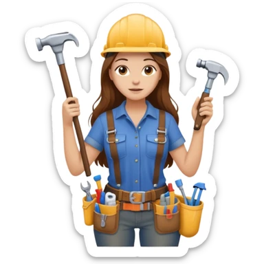 beautiful girl with long brown hair constructing new shower sticker