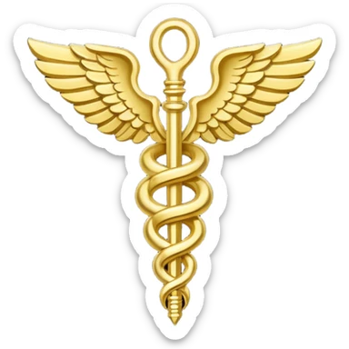 golden caduceus sticker