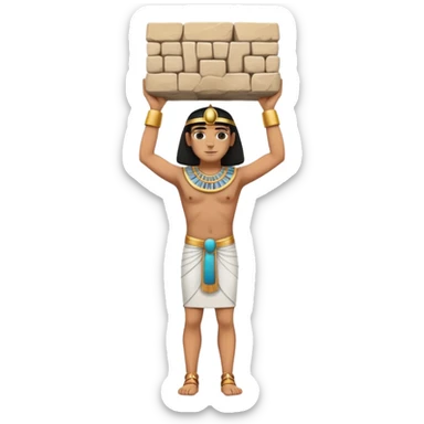 fullbody ancient Egyptian worker carrying a stone block above head sticker