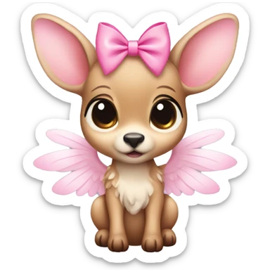 Baby fawn with pink bow and angel wings sticker