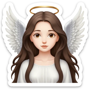 beautiful pale brunette girl with long hair with angel wings sticker