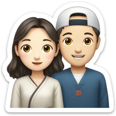 Korean boy with Korean girl sticker