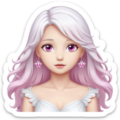 An angel with sparkling pink eyes and fair skin, very beautiful. sticker