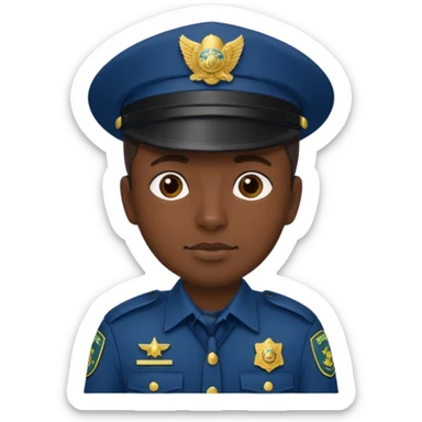 hazme un policia de fronteras con gorro azul oscuro pero sin porra sticker