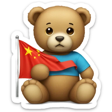 A teddy bear with Chinese flag  sticker