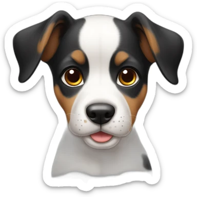 bodegueiro tricolor puppy ears up white body sticker