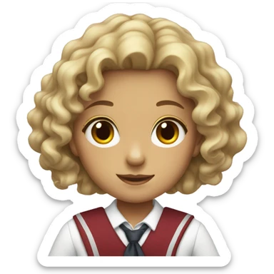 Wavy hair girl with school uniform  sticker