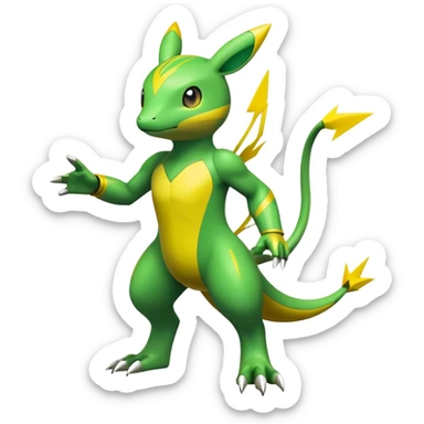  Electrike with green and yellow body and markings, electric type Pokémon (full body) sticker