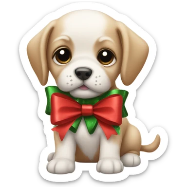 Puppy with Christmas bow sticker