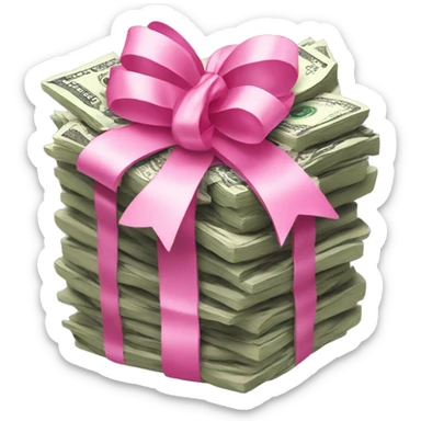 Stack of money with pink bow  sticker