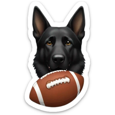 Black German Shepherd playing American football sticker