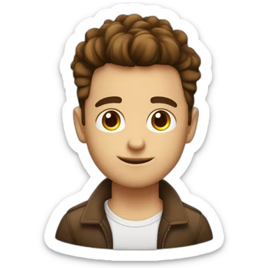 No glasses Cute programmer on his laptop with lighted skin a brown quiff and brown eyes and very little beard  sticker