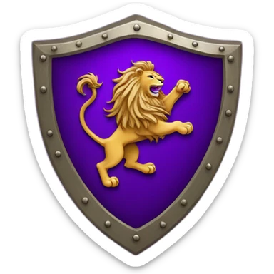 Lion rampant shield with purple background sticker