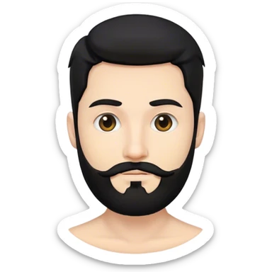 White man with black hair and black circle beard sticker