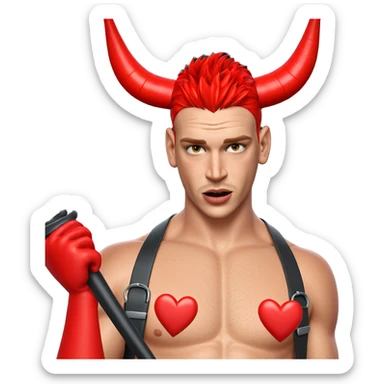 boy with horns and heart sticker