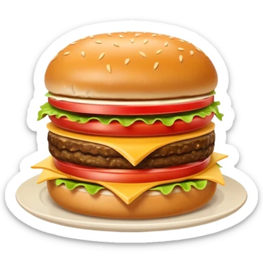 Crea una escena que contenga el mega combo: una hamburguesa, un frappé y papas fritas sticker