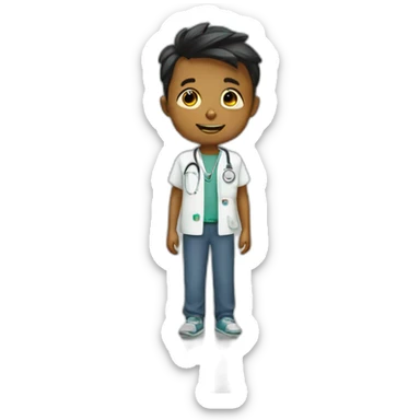 A boy with coins in the hospital sticker