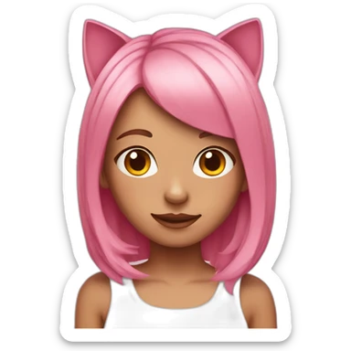 Pink Hair Girl with Cat ears sticker