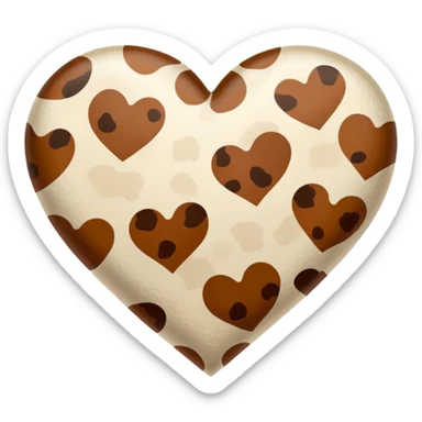 Cow print brown  heart sticker