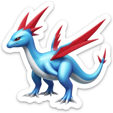 Iridescent shiny cyan red Palkia-Dialga-Latios-Latias-Salamence-Cresselia-fusion  sticker