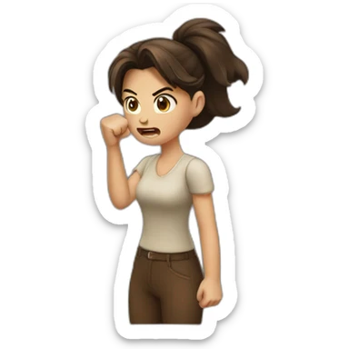 Angry brunette shaking her fist sticker