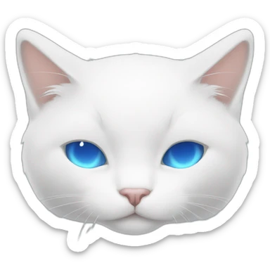 White cat with blue eyes sleeping sticker