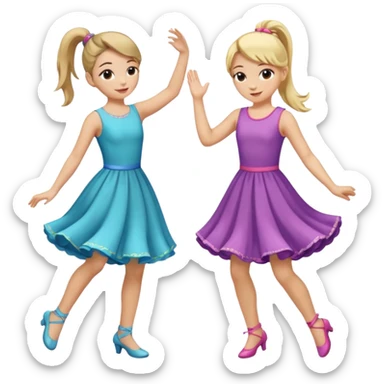 two girls dancing one is blond and one is brunette sticker